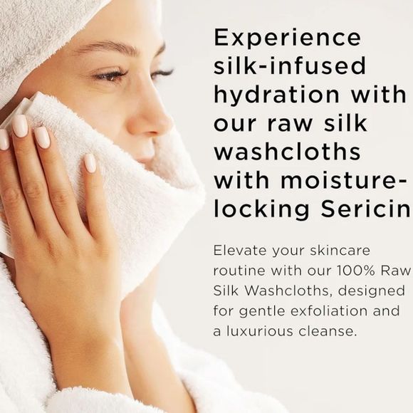 Night 100% Raw Silk Skincare Washcloth- 1PK - Picture 6 of 10
